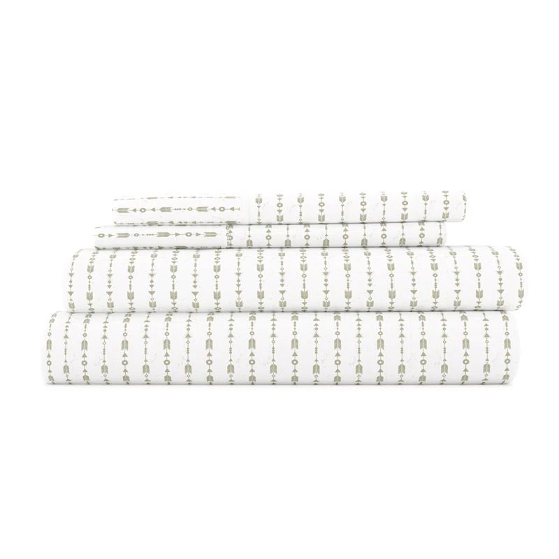 Queen Gray Cotton Polyester Microfiber Floral Print Sheet Set