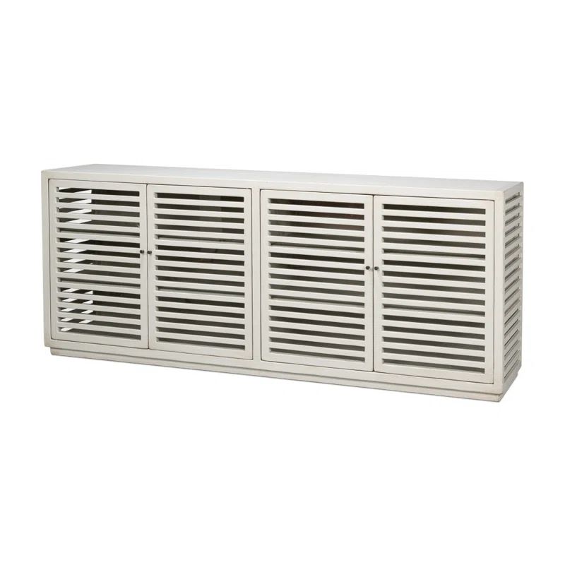 Antique White 92'' Reclaimed Pine Sideboard with Slatted Doors