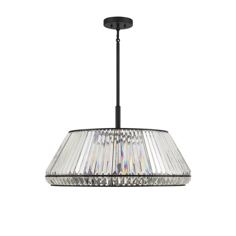 Pyramid Matte Black and Crystal 6-Light Geometric Chandelier