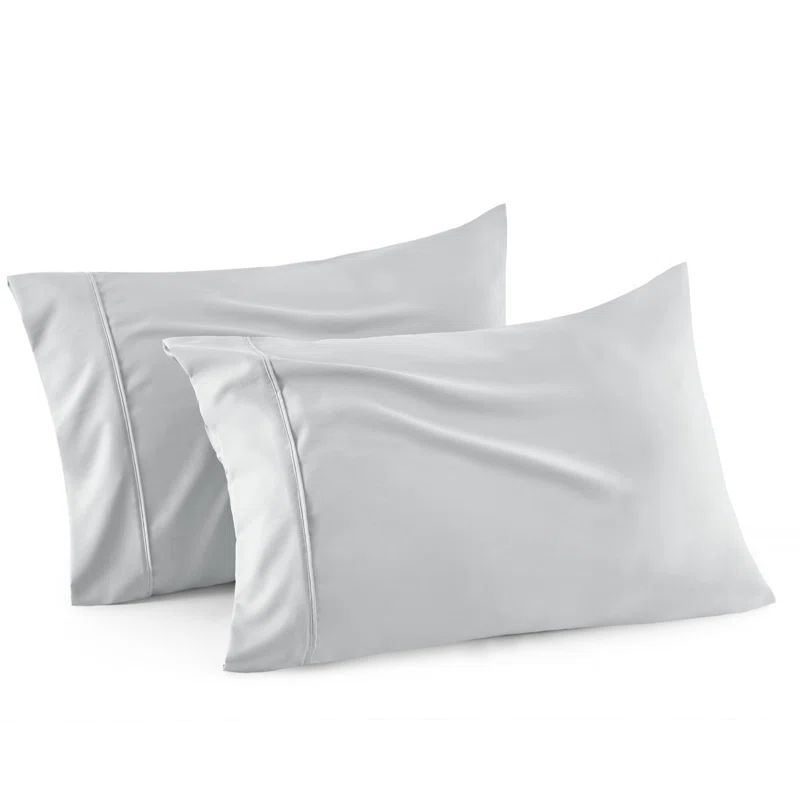Gray Rayon Derived from Bamboo Cooling Pillowcase Set, Standard/Queen Size