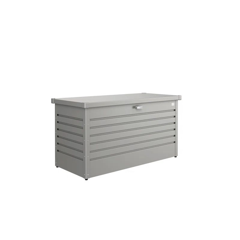 Quartz Gray Galvanized Steel Lockable Deck Box, 120 Gallon