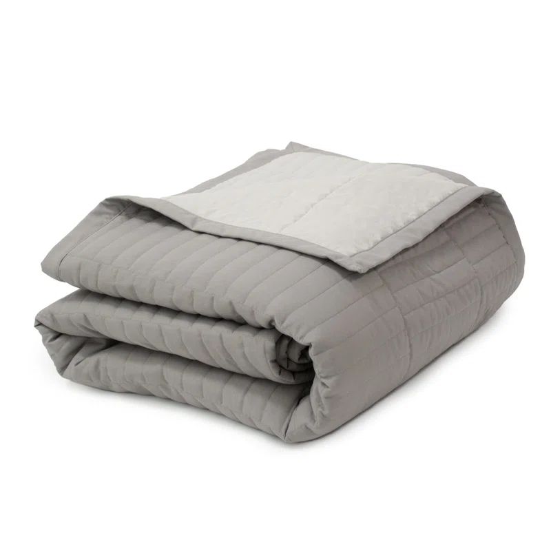 Graphite and Light Gray Reversible Microfiber King Quilt Set