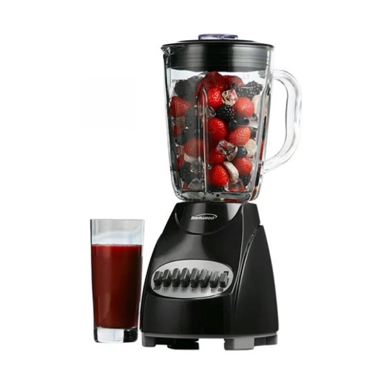 Black 12-Speed Countertop Blender with Borosilicate Glass Jug