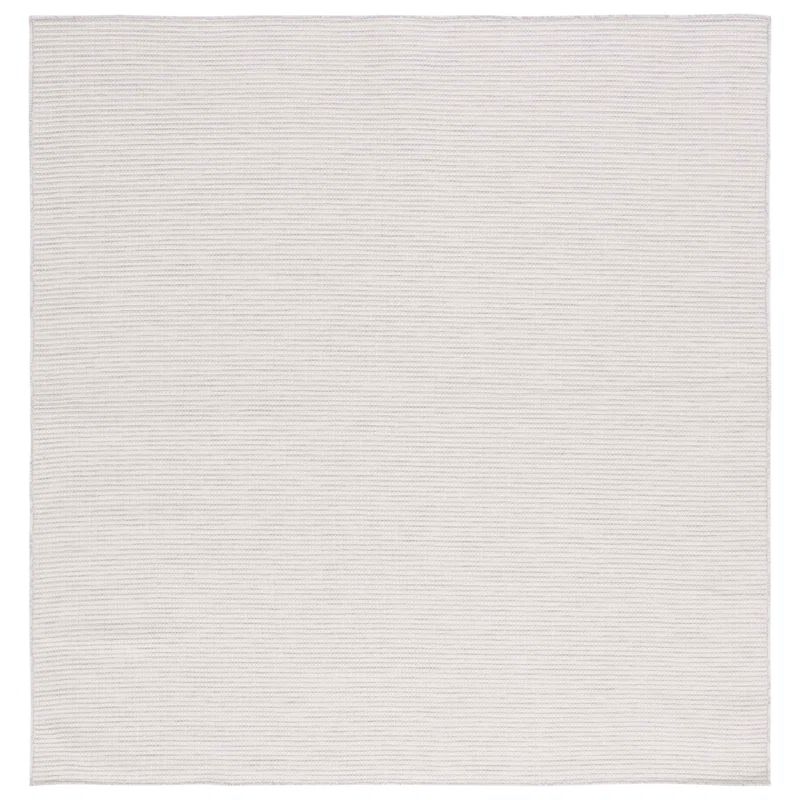 Ivory Square Synthetic Non-slip Area Rug 6'5" x 6'5"