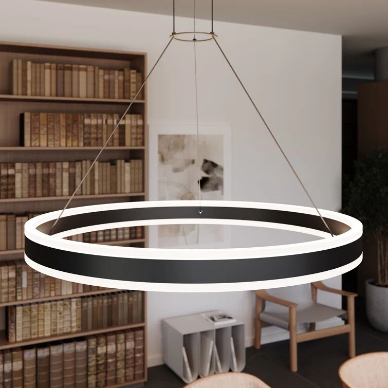Satin Black Aluminum LED Ring Chandelier
