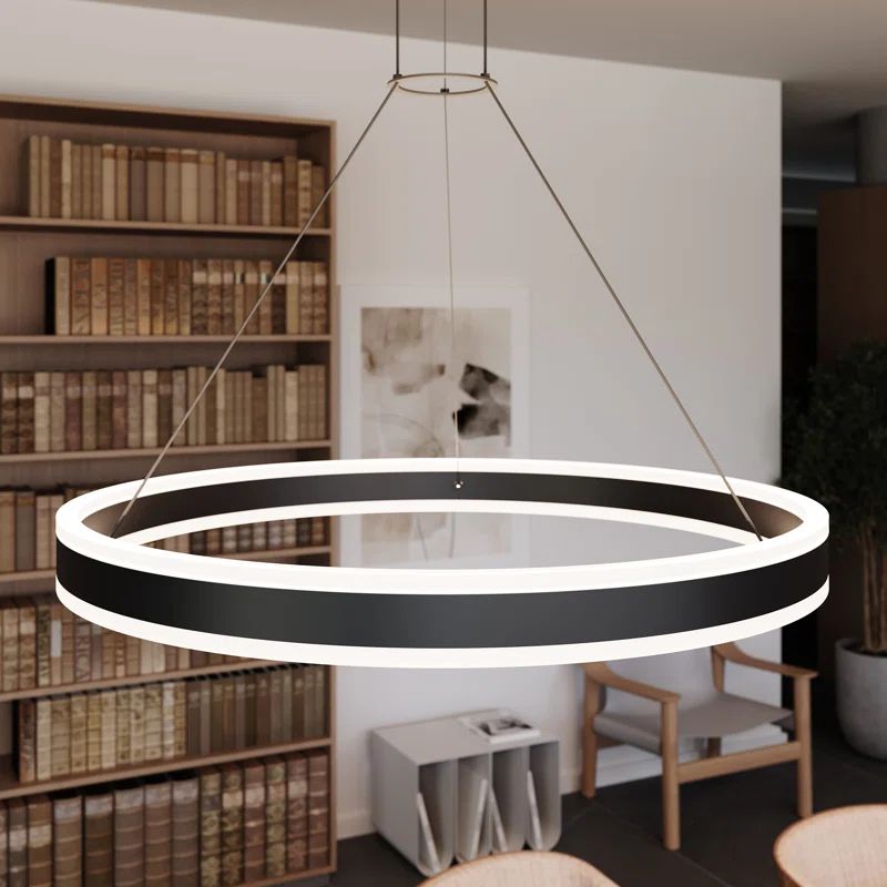 Satin Black Aluminum LED Ring Chandelier