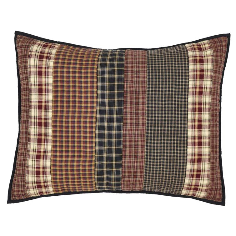 Beckham Rustic Plaid Cotton Standard Sham in Red and Black