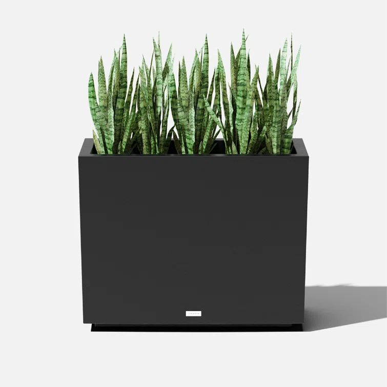 Black Rectangular Recycled Plastic Outdoor Planter