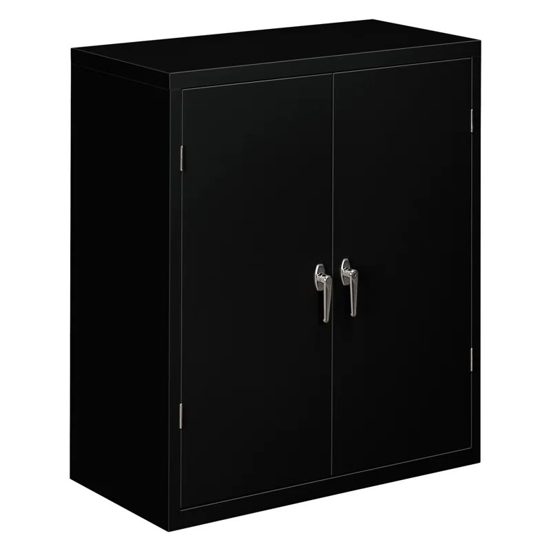 Black Steel Lockable Office Cabinet with Adjustable Shelving