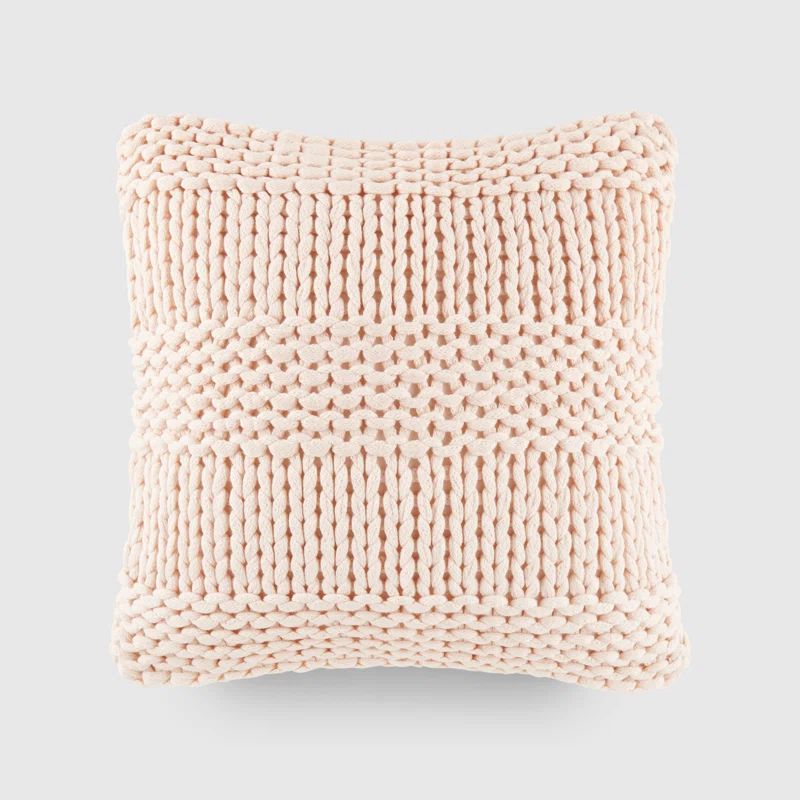 Blush Chunky Knit Acrylic Square Throw Pillow Set
