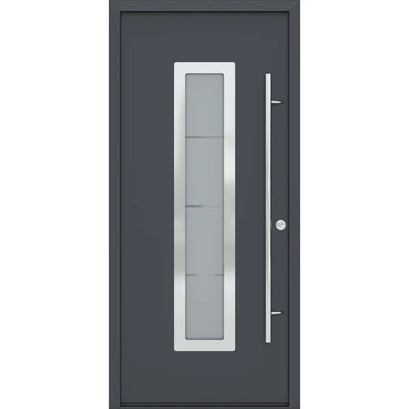 Argos Anthracite Zinc-Galvanized Steel Front Door with Frosted Glass