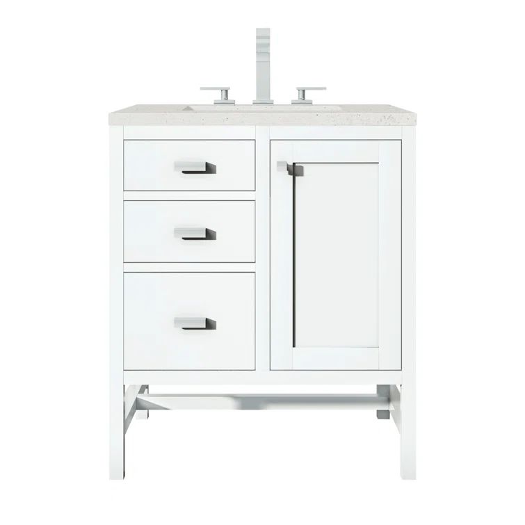 Glossy White Plywood Single Freestanding Bathroom Vanity
