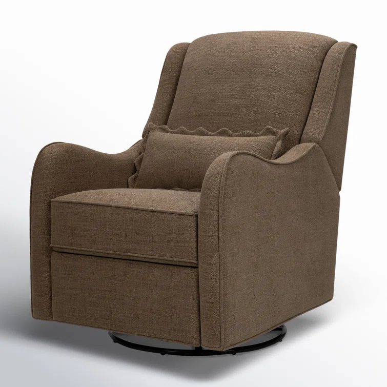 Performance Truffle Eco-Basketweave Swivel Recliner with Wood Base