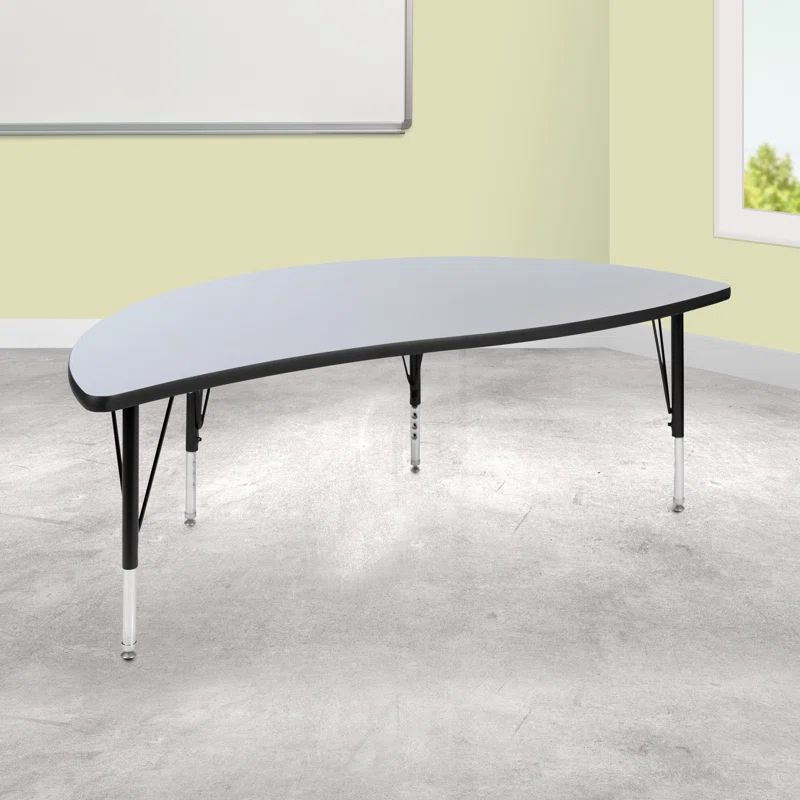 Adjustable Half Circle Wave Grey Laminate Activity Table