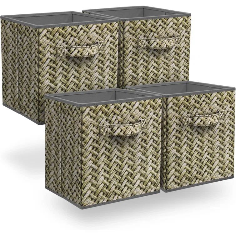 Sorbus 11" Gray and Beige Collapsible Fabric Storage Cubes