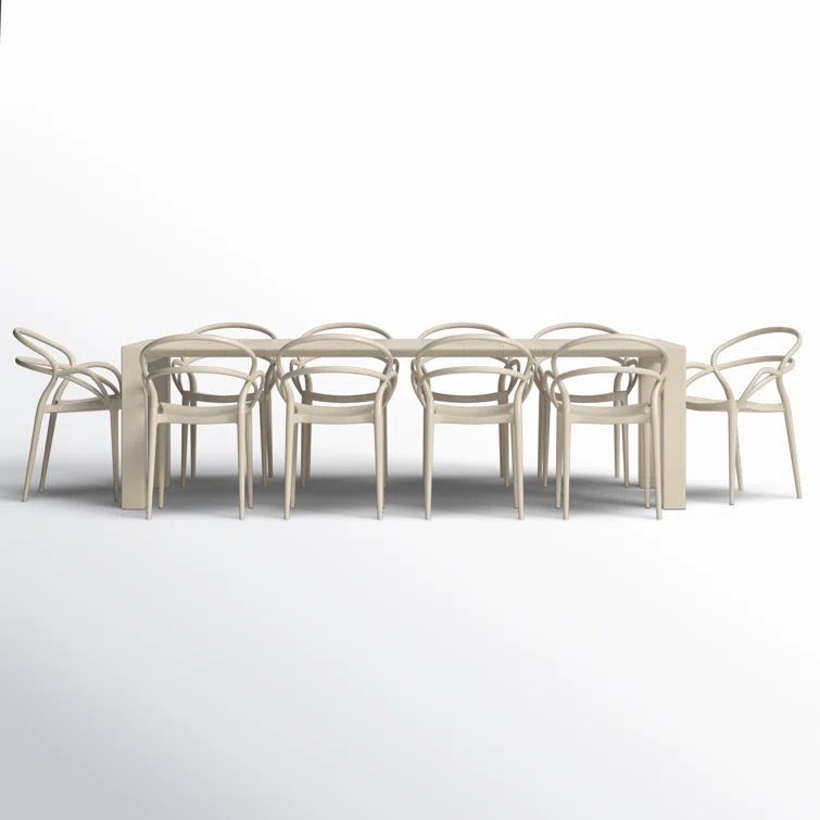 Mila Taupe Extendable 10-Person Outdoor Dining Set with Stackable Chairs