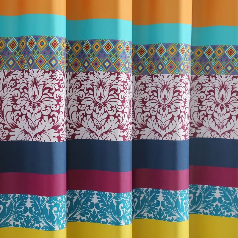 Boho Plum and Yellow Fabric Shower Curtain 72" x 72"