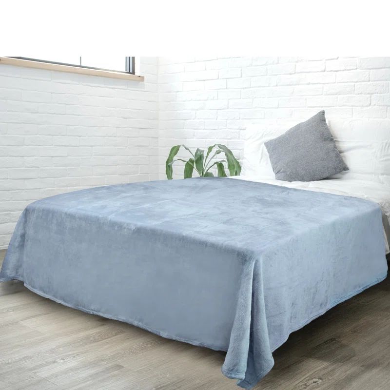 Dusty Blue Soft Fleece Flannel Throw Blanket