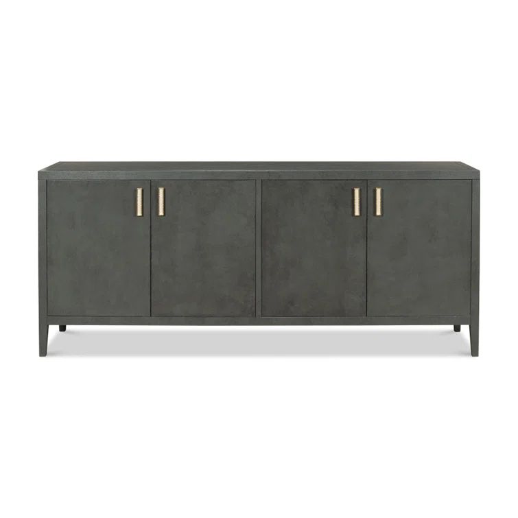 Blanco 80'' Gray Solid Wood Sideboard with Brass Hardware