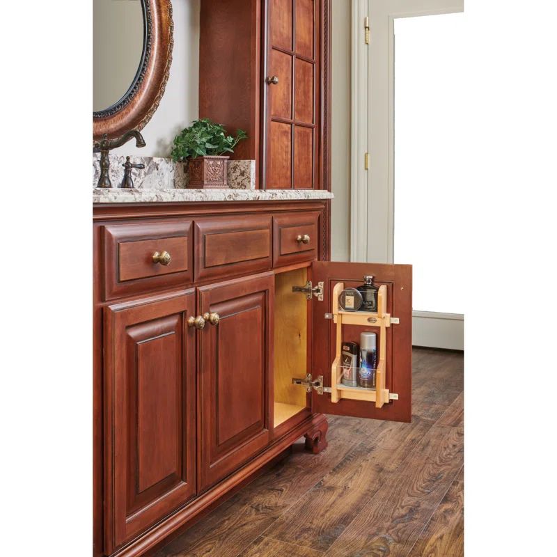 Natural Maple Over Door Vanity Storage Rack