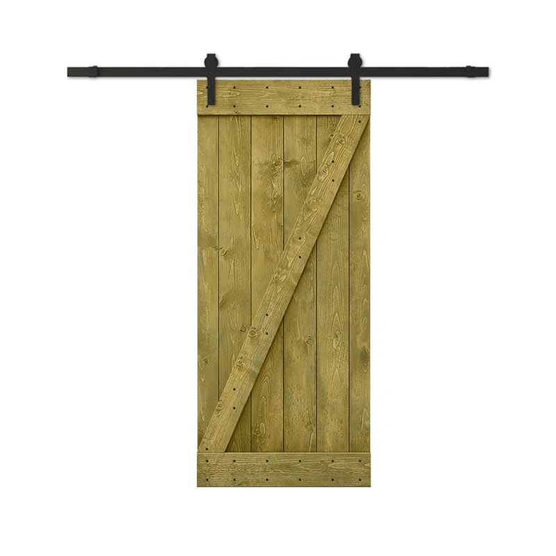 Weather Oak Pine Wood Sliding Barn Door with Hardware Kit