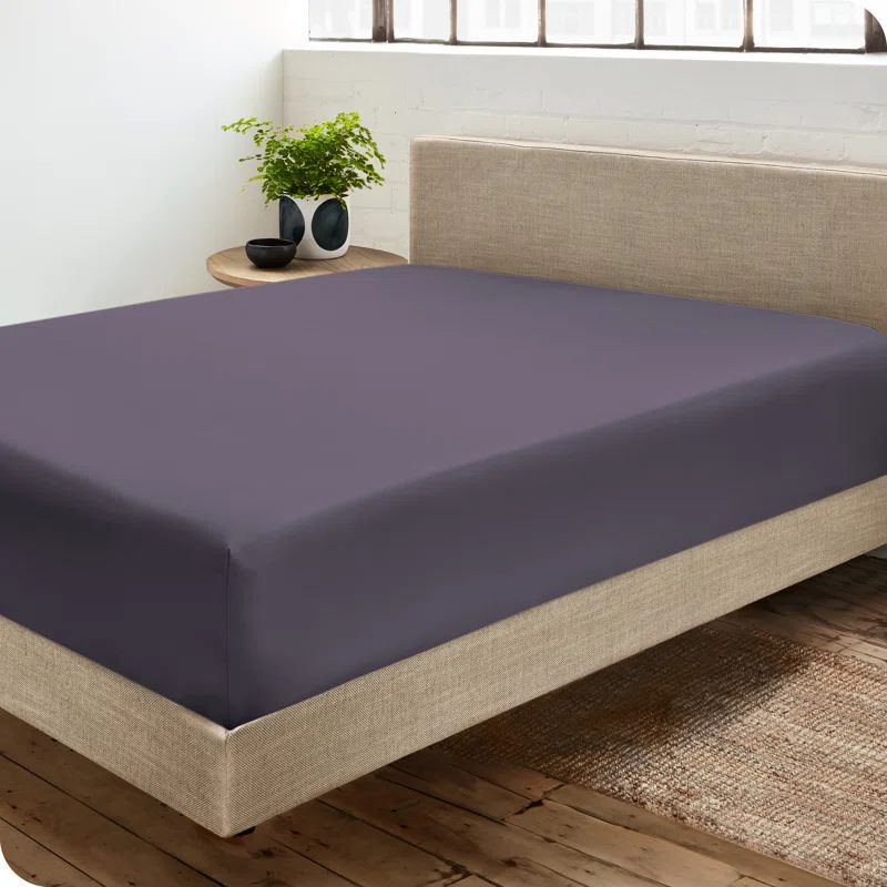 Dusty Purple Organic Cotton Twin XL Fitted Sheet with Sateen Weave
