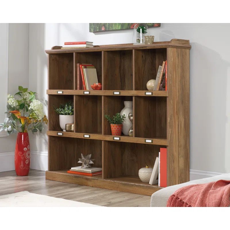 Sindoori Mango Finish Cubby Storage Bookcase with Doors