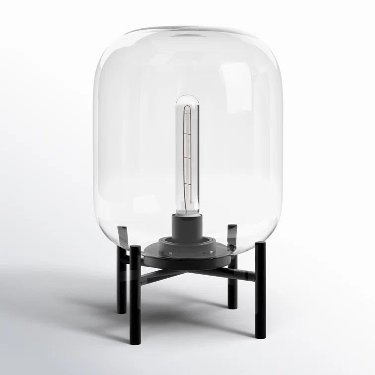 Edison Bronze 15" Industrial Glass Globe Table Lamp