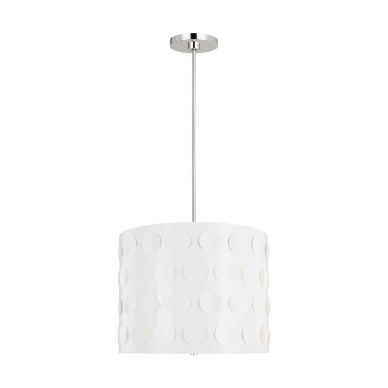 Dottie Polished Nickel 3-Light Drum Chandelier with Ambient Light Effect