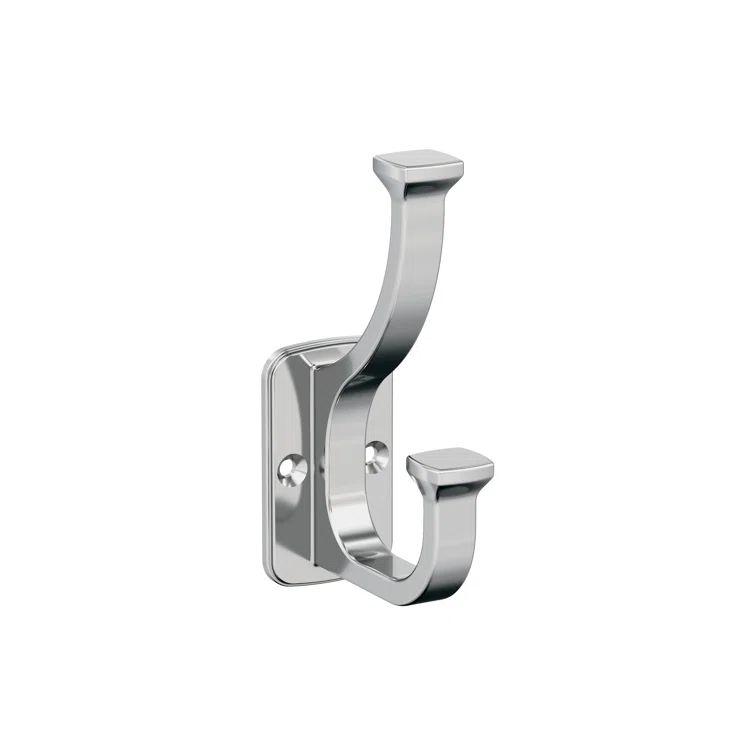 Polished Chrome Double Prong Decorative Wall Hook