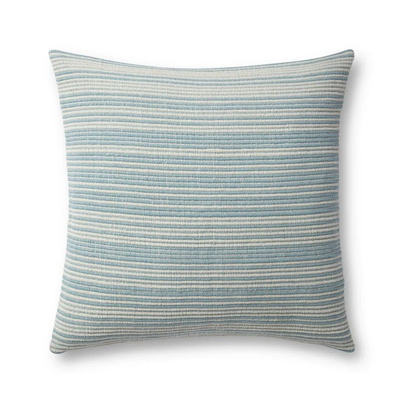 Jean Stoffer Blue Striped Cotton Square Throw Pillow