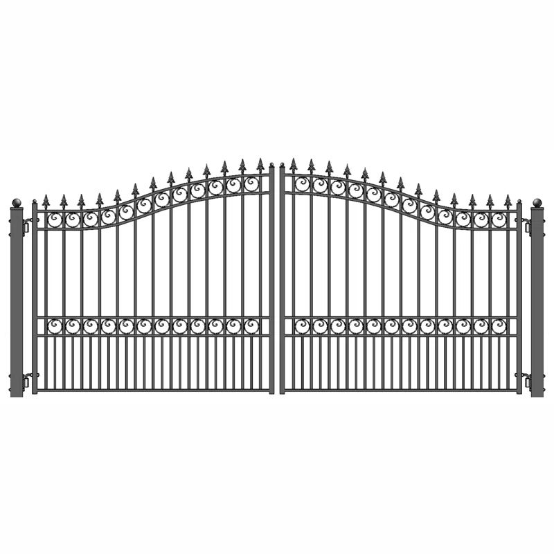 London Style Black Steel Dual Swing Driveway Gate 12 x 6 Feet