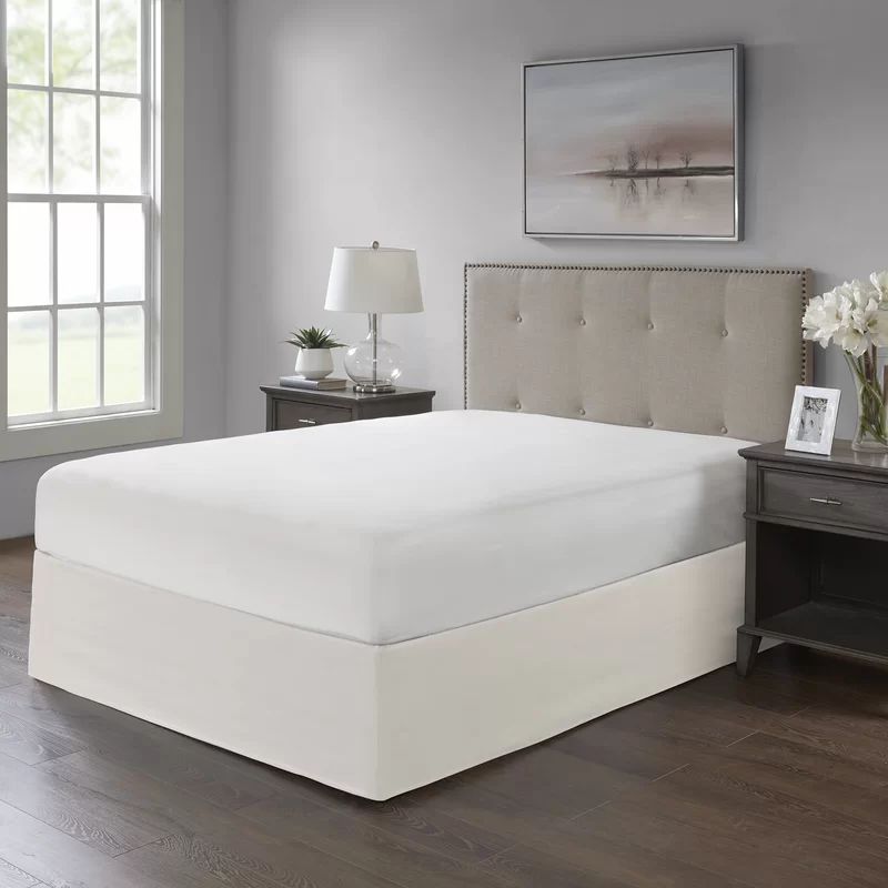 Ivory Polyester King Adjustable Bed Skirt