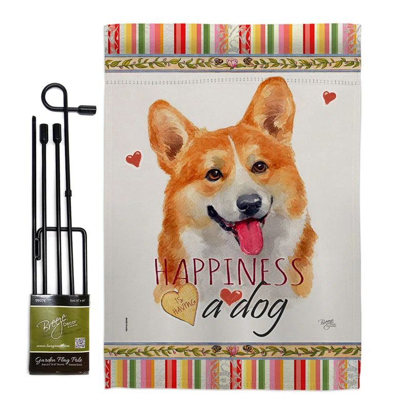 Patriotic Pembroke Welsh Corgi Dog Multicolor Garden Flag 13 x 18.5 in