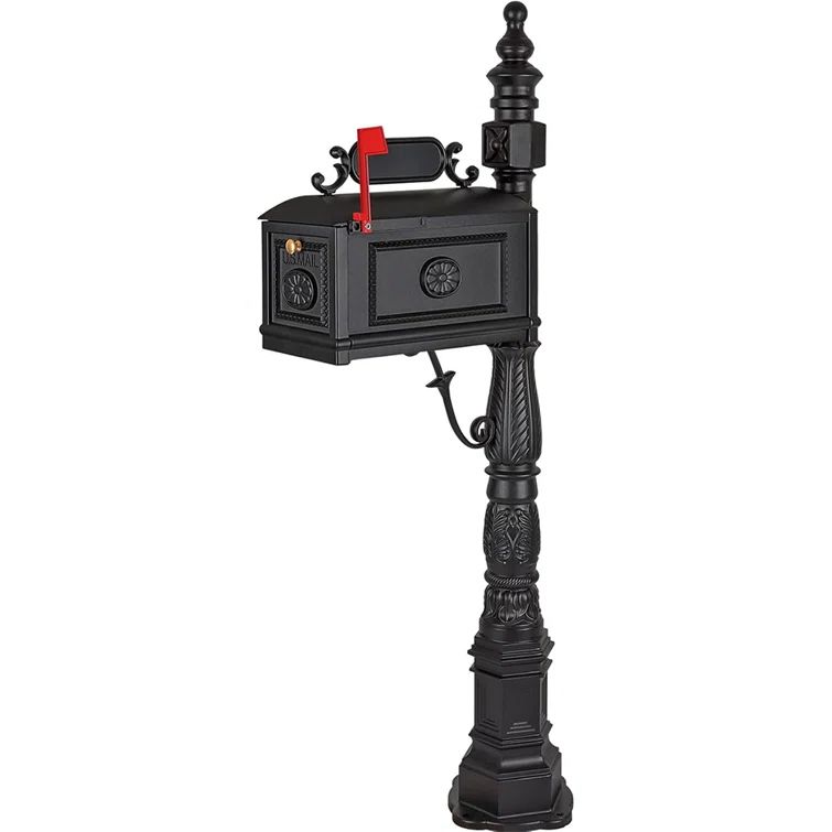 Barcelona Black Cast Aluminum Decorative Post Mailbox