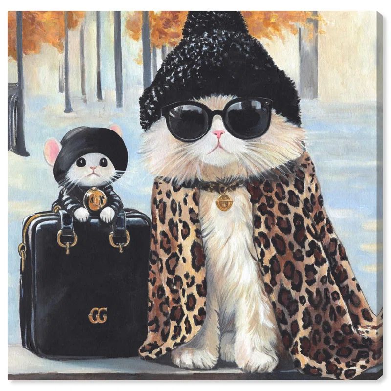 12" x 12" Wrapped Canvas Cute Cat Art Print