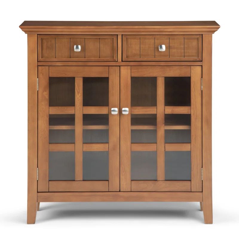 Light Golden Brown Solid Wood Office Storage Cabinet with Adjustable Shelves