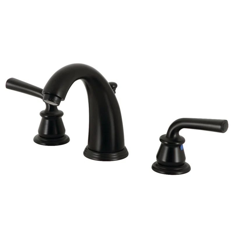 Matte Black Traditional Widespread Bathroom Faucet with Lever Handles