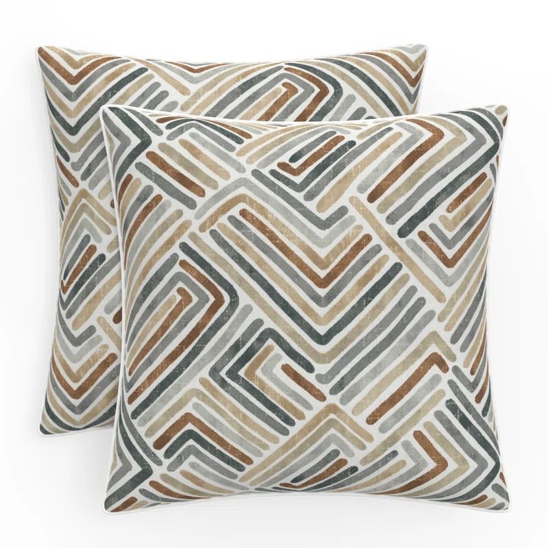 Estie Rattan Geometric Outdoor Accent Throw Pillows, Set of 2, 16.5" x 16.5"