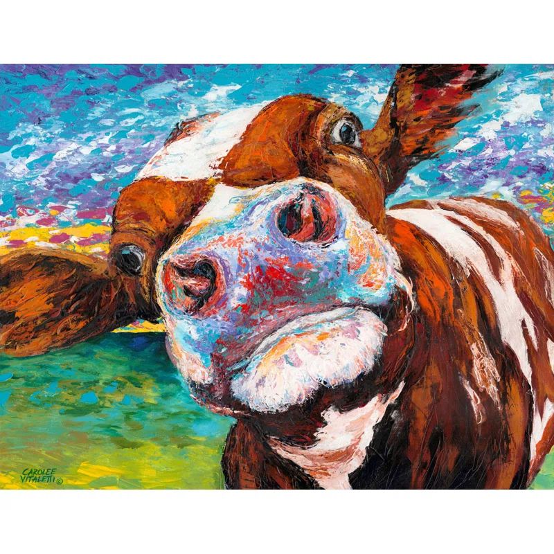 Curious Cow Colorful Canvas Wall Art 45" x 30"