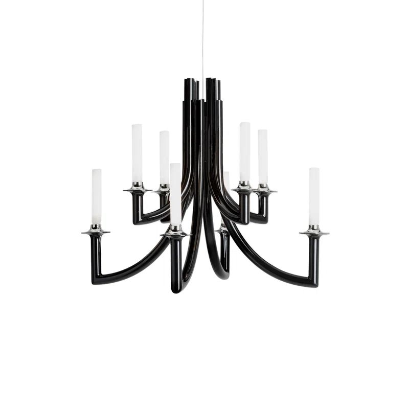 Black Polycarbonate Candelabra Chandelier with Faux Candlestick Lamping