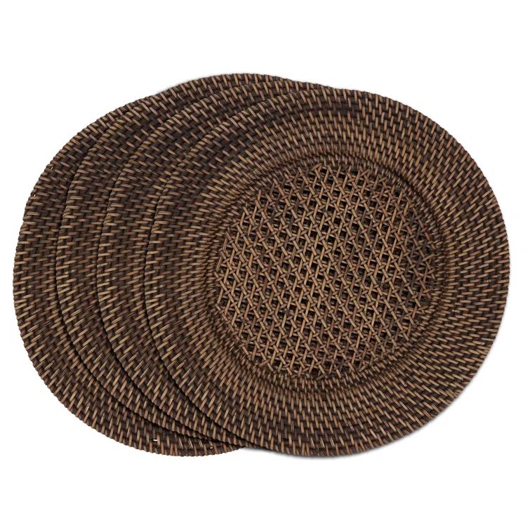 Handcrafted Dark Brown Rattan Thanksgiving Charger Plates Set