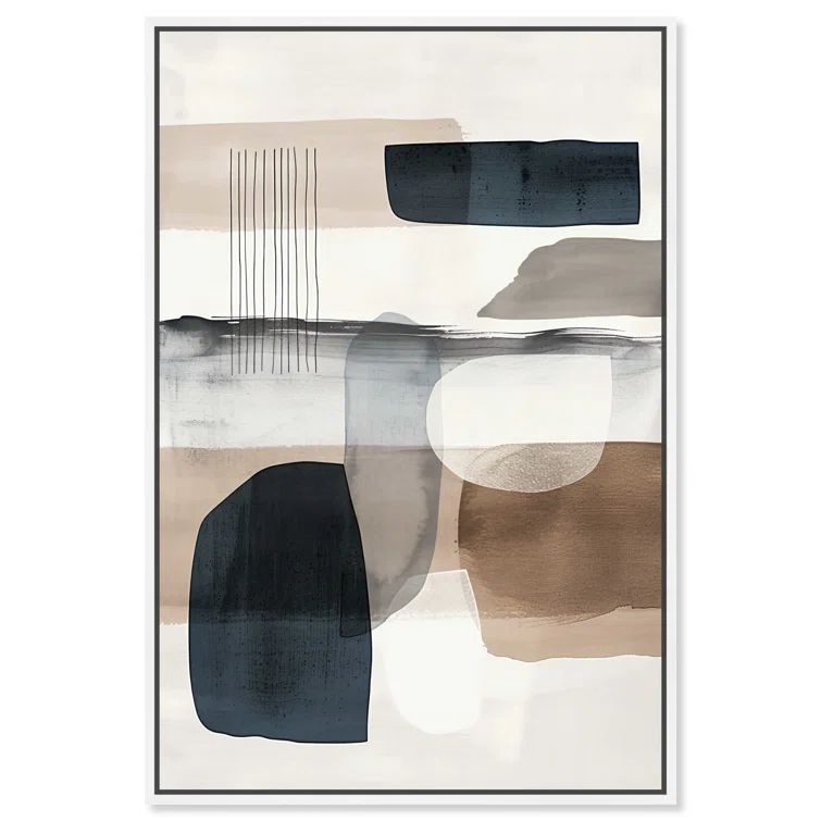 Layers of Depth Abstract Canvas Art in White Frame