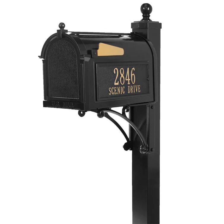 Black Aluminum Capitol Mailbox with Side Address Plaques