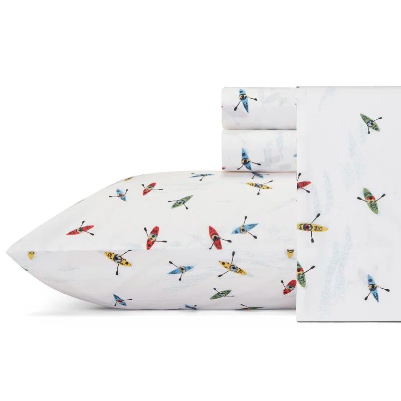 Twin White Cotton Percale Deep Pocket Sheet Set