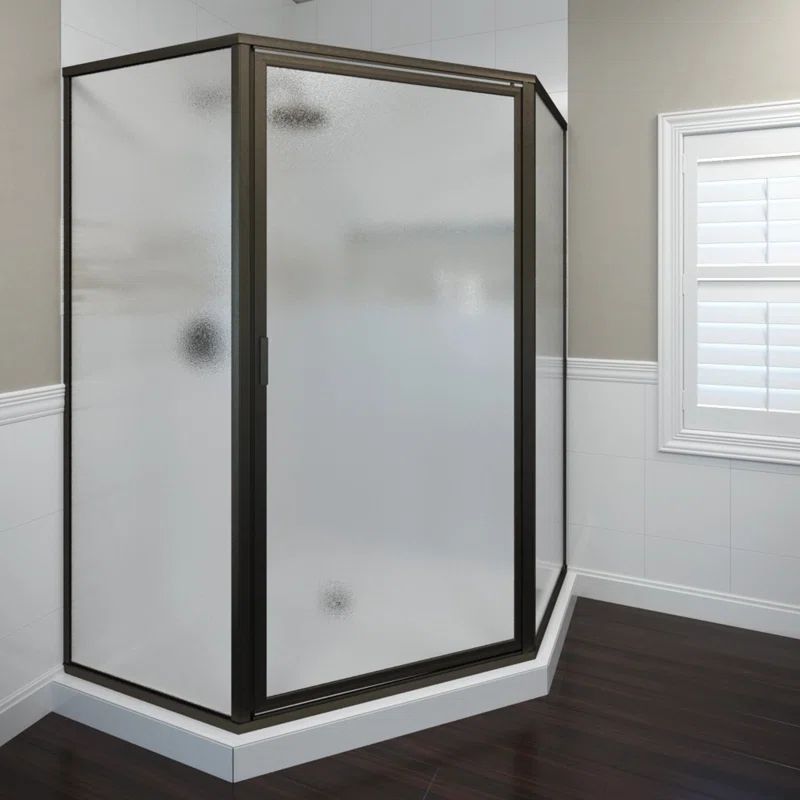 Deluxe Oil-Rubbed Bronze Framed Neo-Angle Hinged Shower Door