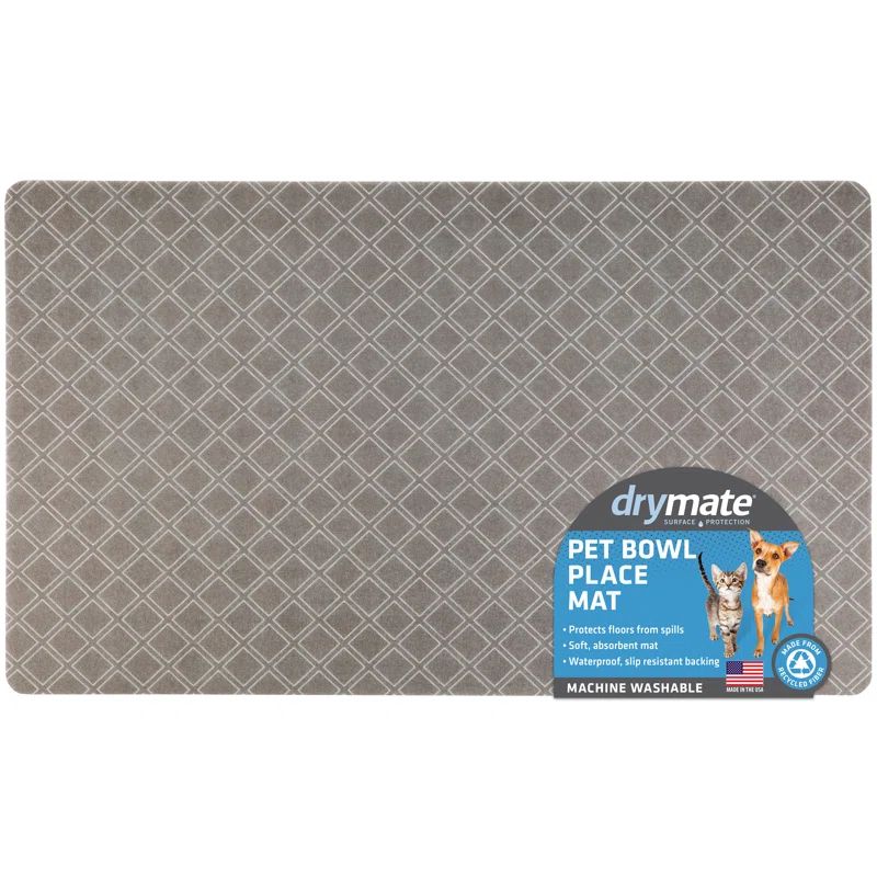 Taupe Diamond Squares Waterproof Pet Feeding Mat