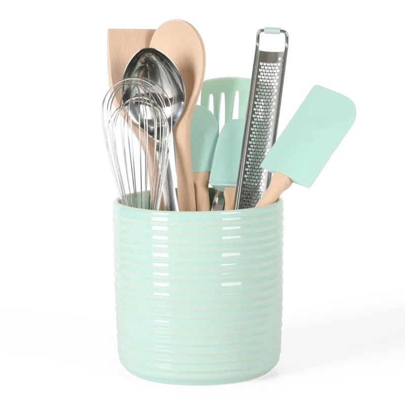 Martha Blue 10-Piece Kitchen Tool Set with Ceramic Crock