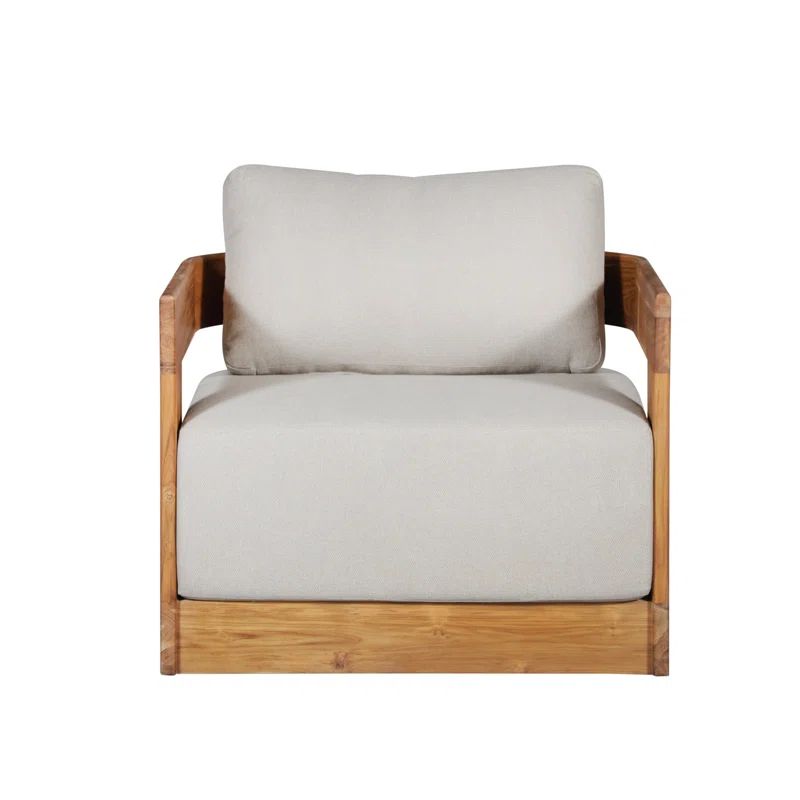 Paradiso 32" Teak Swivel Chair with Gray Cushions