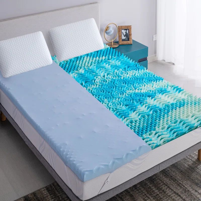 Twin Blue Gel Memory Foam Cooling Mattress Topper